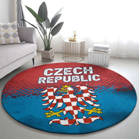 Czech Republic Round Carpet with Blue Red Gradient Design and National Coat of Arms - Wonder Print Shop