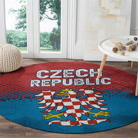 Czech Republic Round Carpet with Blue Red Gradient Design and National Coat of Arms - Wonder Print Shop