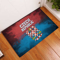Czech Republic Rubber Doormat with Blue Red Gradient Design and National Coat of Arms - Wonder Print Shop