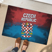 Czech Republic Rubber Doormat with Blue Red Gradient Design and National Coat of Arms - Wonder Print Shop