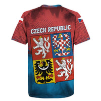 Czech Republic Rugby Jersey with Blue Red Gradient Design and National Coat of Arms - Wonder Print Shop