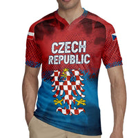 Czech Republic Rugby Jersey with Blue Red Gradient Design and National Coat of Arms - Wonder Print Shop