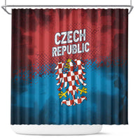 Czech Republic Shower Curtain with Blue Red Gradient Design and National Coat of Arms - Wonder Print Shop