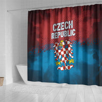Czech Republic Shower Curtain with Blue Red Gradient Design and National Coat of Arms - Wonder Print Shop