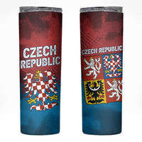 Czech Republic Skinny Tumbler with Blue Red Gradient Design and National Coat of Arms - Wonder Print Shop