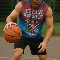 Czech Republic Sleeveless Hoodie with Blue Red Gradient Design and National Coat of Arms - Wonder Print Shop