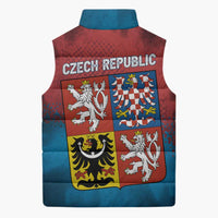 Czech Republic Sleeveless Puffer Jacket with Blue Red Gradient Design and National Coat of Arms - Wonder Print Shop