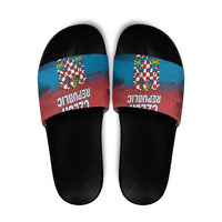 Czech Republic Slide Sandals with Blue Red Gradient Design and National Coat of Arms - Wonder Print Shop