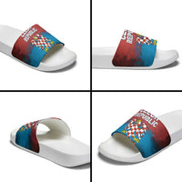 Czech Republic Slide Sandals with Blue Red Gradient Design and National Coat of Arms - Wonder Print Shop