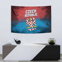 Czech Republic Tapestry with Blue Red Gradient Design and National Coat of Arms - Wonder Print Shop