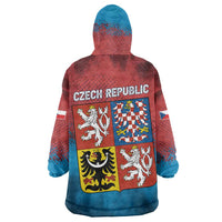 Czech Republic Wearable Blanket Hoodie with Blue Red Gradient Design and National Coat of Arms - Wonder Print Shop