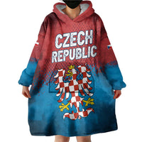 Czech Republic Wearable Blanket Hoodie with Blue Red Gradient Design and National Coat of Arms - Wonder Print Shop