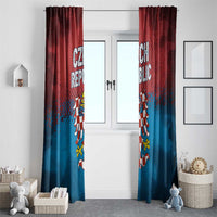 Czech Republic Window Curtain with Blue Red Gradient Design and National Coat of Arms - Wonder Print Shop