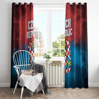 Czech Republic Window Curtain with Blue Red Gradient Design and National Coat of Arms - Wonder Print Shop