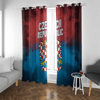 Czech Republic Window Curtain with Blue Red Gradient Design and National Coat of Arms - Wonder Print Shop