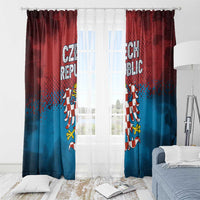 Czech Republic Window Curtain with Blue Red Gradient Design and National Coat of Arms - Wonder Print Shop
