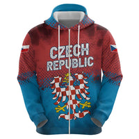 Czech Republic Zip Hoodie with Blue Red Gradient Design and National Coat of Arms - Wonder Print Shop