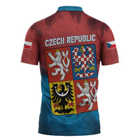 Czech Republic Zipper Polo Shirt with Blue Red Gradient Design and National Coat of Arms - Wonder Print Shop