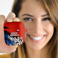 Czech Republic AirPods Case with Red Black Blue Brushstroke Design and National Lion - Wonder Print Shop