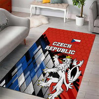 Czech Republic Area Rug with Red Black Blue Brushstroke Design and National Lion - Wonder Print Shop