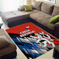 Czech Republic Area Rug with Red Black Blue Brushstroke Design and National Lion - Wonder Print Shop