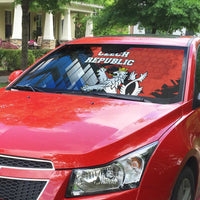 Czech Republic Auto Sun Shade with Red Black Blue Brushstroke Design and National Lion - Wonder Print Shop