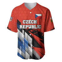 Czech Republic Baseball Jersey with Red Black Blue Brushstroke Design and National Lion - Wonder Print Shop