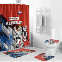 Czech Republic Bathroom Set with Red Black Blue Brushstroke Design and National Lion - Wonder Print Shop