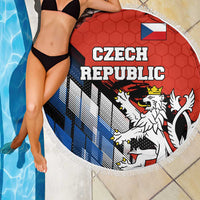 Czech Republic Beach Blanket with Red Black Blue Brushstroke Design and National Lion - Wonder Print Shop
