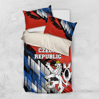 Czech Republic Bedding Set with Red Black Blue Brushstroke Design and National Lion - Wonder Print Shop