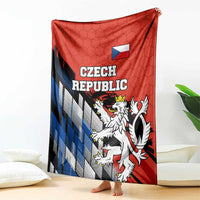 Czech Republic Blanket with Red Black Blue Brushstroke Design and National Lion - Wonder Print Shop