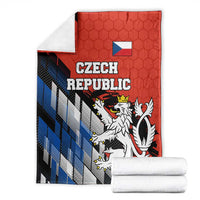 Czech Republic Blanket with Red Black Blue Brushstroke Design and National Lion - Wonder Print Shop