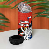 Czech Republic 4 in 1 Can Cooler Tumbler with Red Black Blue Brushstroke Design and National Lion - Wonder Print Shop