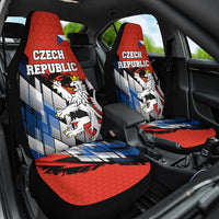 Czech Republic Car Seat Cover with Red Black Blue Brushstroke Design and National Lion - Wonder Print Shop