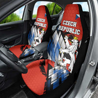 Czech Republic Car Seat Cover with Red Black Blue Brushstroke Design and National Lion - Wonder Print Shop