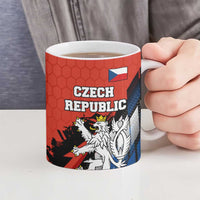 Czech Republic Ceramic Mug with Red Black Blue Brushstroke Design and National Lion - Wonder Print Shop