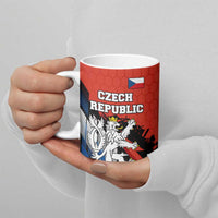 Czech Republic Ceramic Mug with Red Black Blue Brushstroke Design and National Lion - Wonder Print Shop