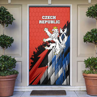 Czech Republic Door Cover with Red Black Blue Brushstroke Design and National Lion - Wonder Print Shop
