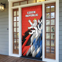 Czech Republic Door Cover with Red Black Blue Brushstroke Design and National Lion - Wonder Print Shop