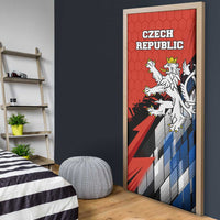 Czech Republic Door Cover with Red Black Blue Brushstroke Design and National Lion - Wonder Print Shop
