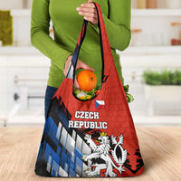 Czech Republic Grocery Bag with Red Black Blue Brushstroke Design and National Lion - Wonder Print Shop