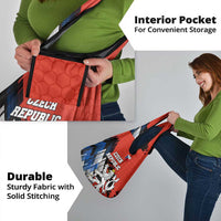 Czech Republic Grocery Bag with Red Black Blue Brushstroke Design and National Lion - Wonder Print Shop