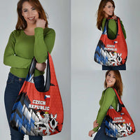 Czech Republic Grocery Bag with Red Black Blue Brushstroke Design and National Lion - Wonder Print Shop