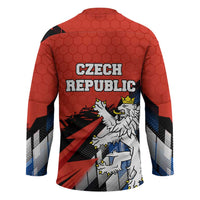 Czech Republic Hockey Jersey with Red Black Blue Brushstroke Design and National Lion - Wonder Print Shop