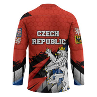 Czech Republic Hockey Jersey with Red Black Blue Brushstroke Design and National Lion - Wonder Print Shop