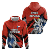 Czech Republic Hoodie with Red Black Blue Brushstroke Design and National Lion - Wonder Print Shop