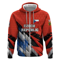 Czech Republic Hoodie with Red Black Blue Brushstroke Design and National Lion - Wonder Print Shop
