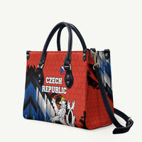 Czech Republic Leather Bag with Red Black Blue Brushstroke Design and National Lion - Wonder Print Shop