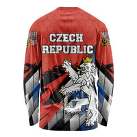 Czech Republic Long Sleeve Shirt with Red Black Blue Brushstroke Design and National Lion - Wonder Print Shop