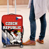 Czech Republic Luggage Cover with Red Black Blue Brushstroke Design and National Lion - Wonder Print Shop